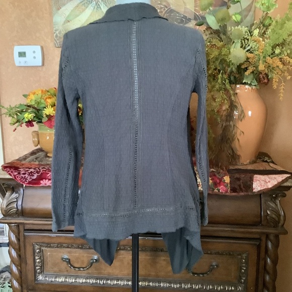 Monoreno size Medium open front asymmetrical padded shoulders jacket top… - Picture 4 of 6